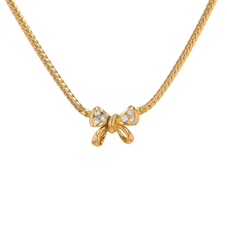 Collier noeud diamants 0.12 carat or jaune 10.25g Comme neuf -  reconditionné disponible sur Gemme Les Bijoux